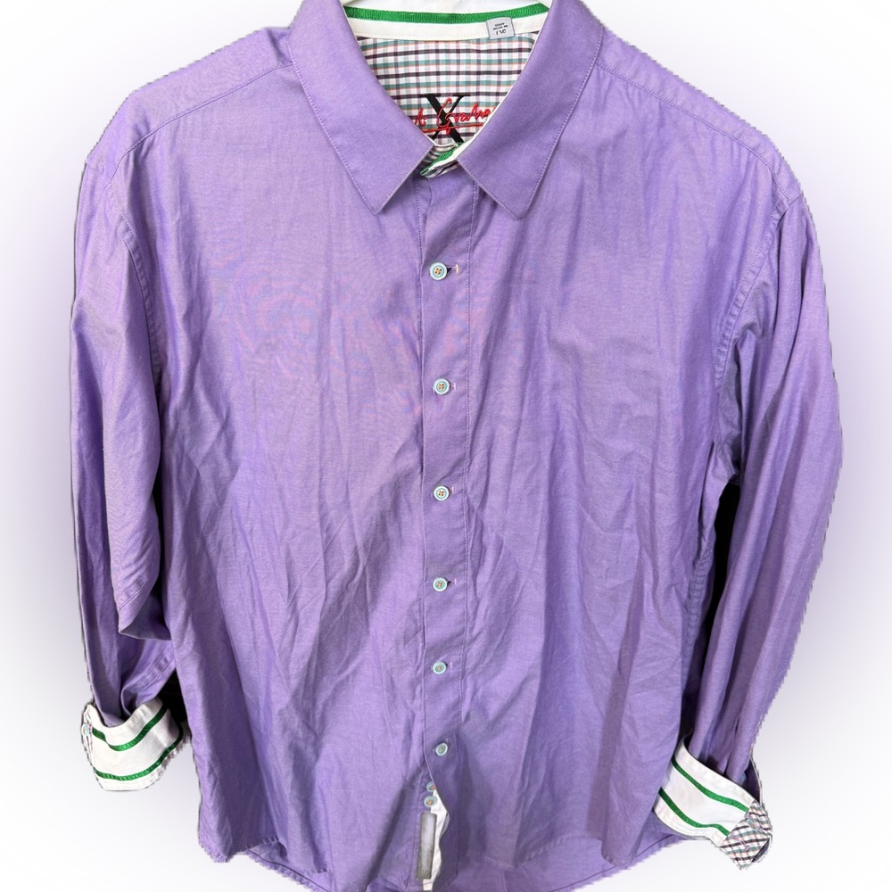 Robert Graham Men’s Button Down Purple Shirt. Size Large